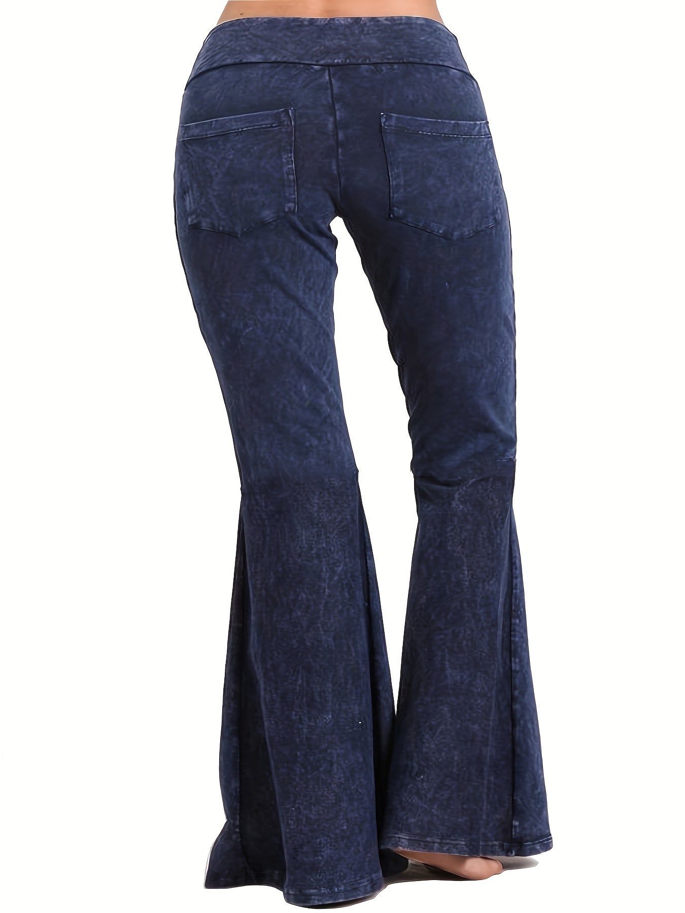  Denim Print Flare Leg Pants