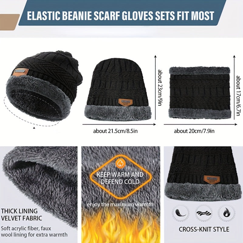 Winter Beanie Hat & Scarf Set Velvet Beanie Cap Warm Thickened Knitted Hat