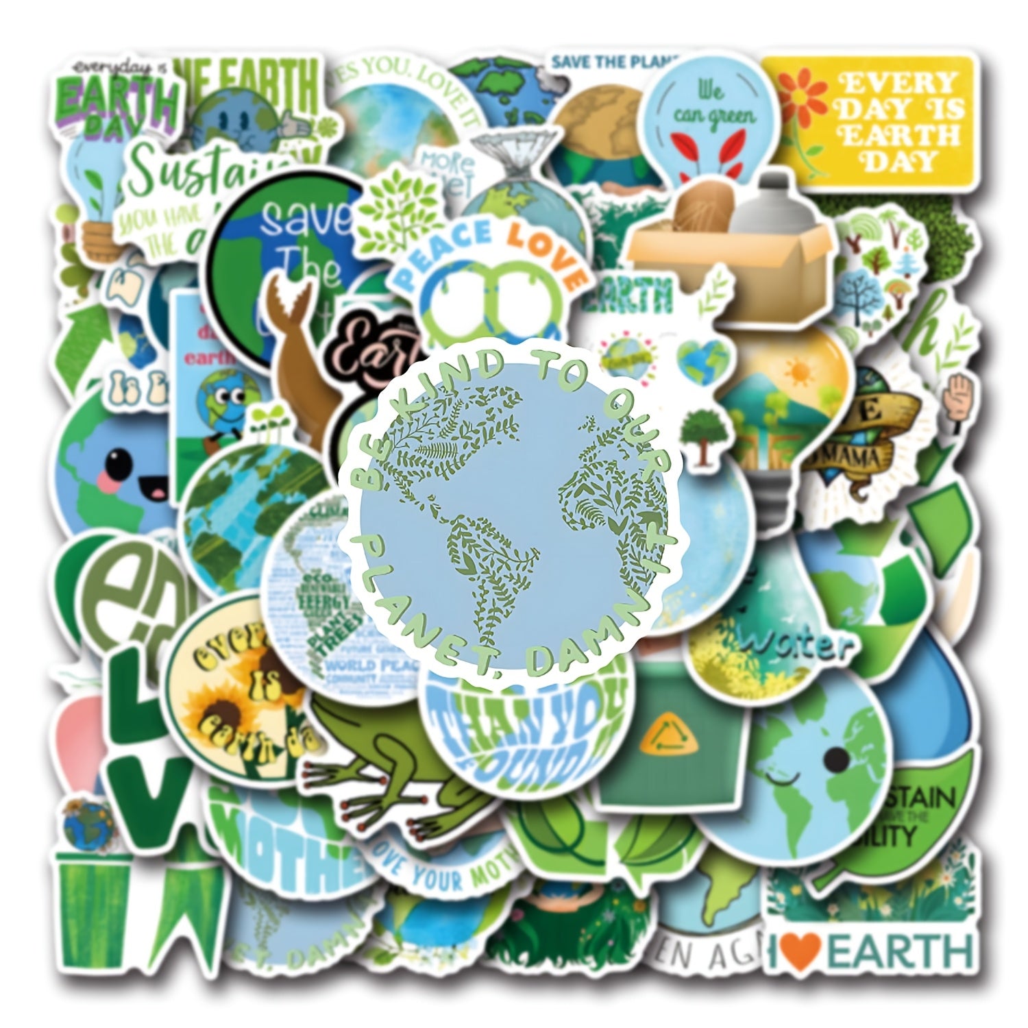 55pcs Earth Vinyl Stickers Set for Laptop Water Bottle Phone Skateboard