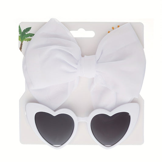 Kids Heart Glasses & Tissue Bow Hairband Set