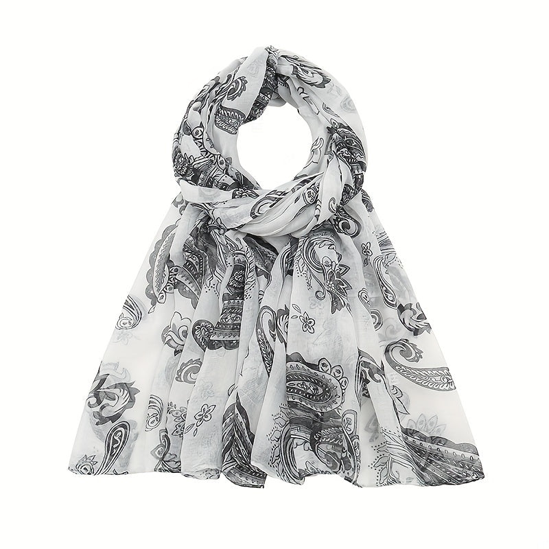 Paisley Print Voile Scarf Light Shawl Windproof Head Wrap Women