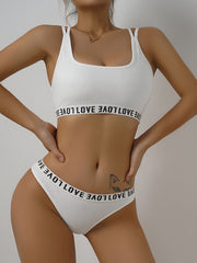 Criss Cross Back Bra & Ribbed Panties Set