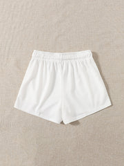 Smile Face Print Hotpants Yoga Drawstring Waist Shorts