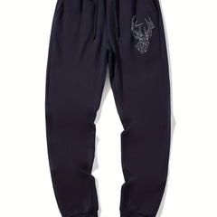 Geometric Deer Pattern Drawstring Joggers Men's Sweatpants