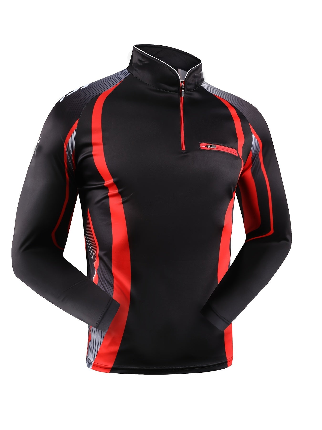 Men's Sun Protection Shirt Athletic Zip Up Rash Guard