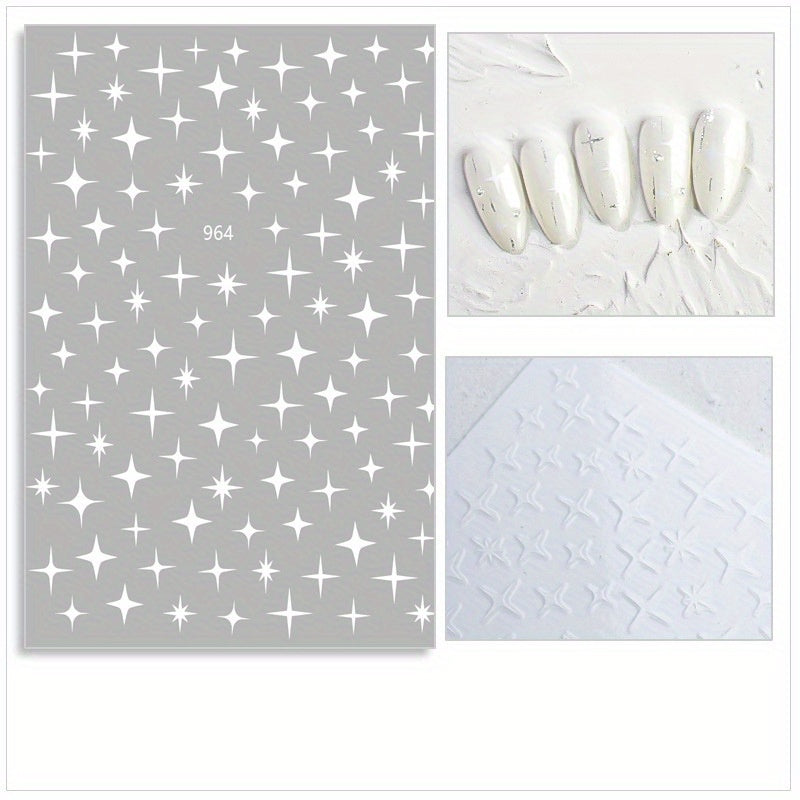 3D Nail Art Stickers Heart Star Pattern Sparkling Nail Decals