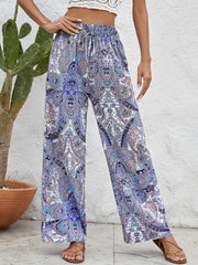 Boho Paisley Print Wide Leg Pants