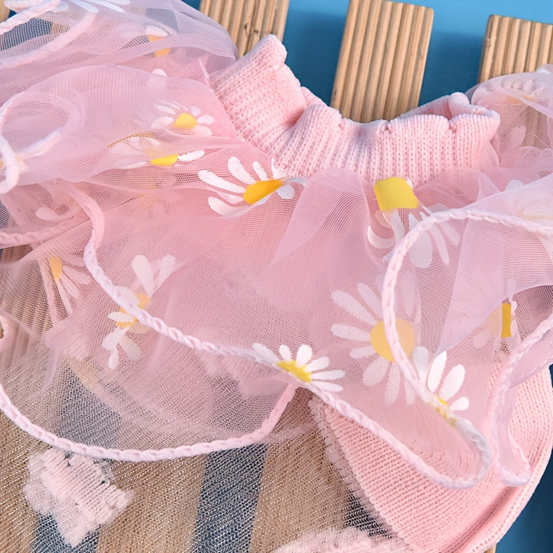 Girls Sunflower Pattern Lace Ruffled Princess Socks