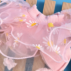 Girls Sunflower Pattern Lace Ruffled Princess Socks
