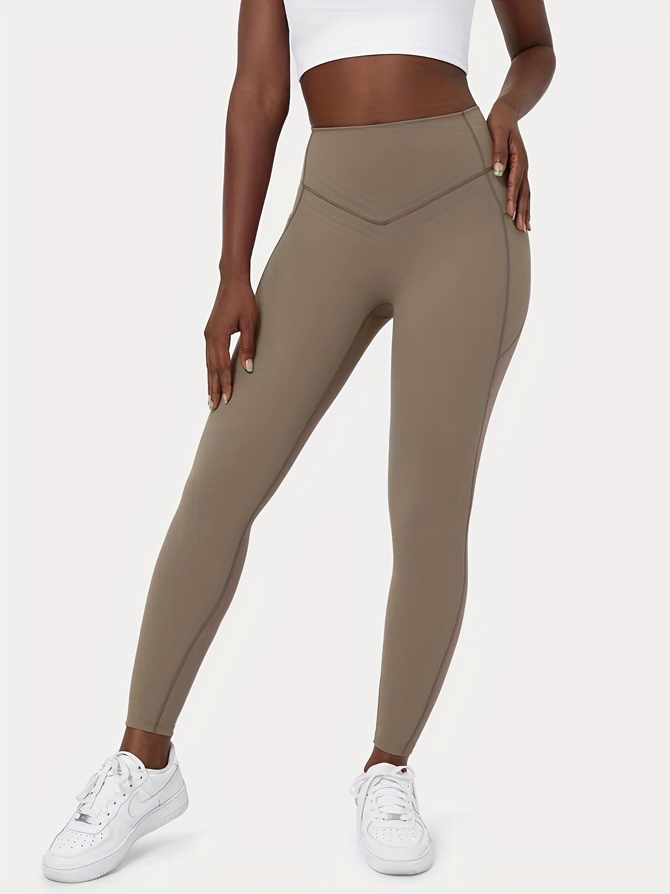  Sports Leggings - Pipping Waist High Stretch