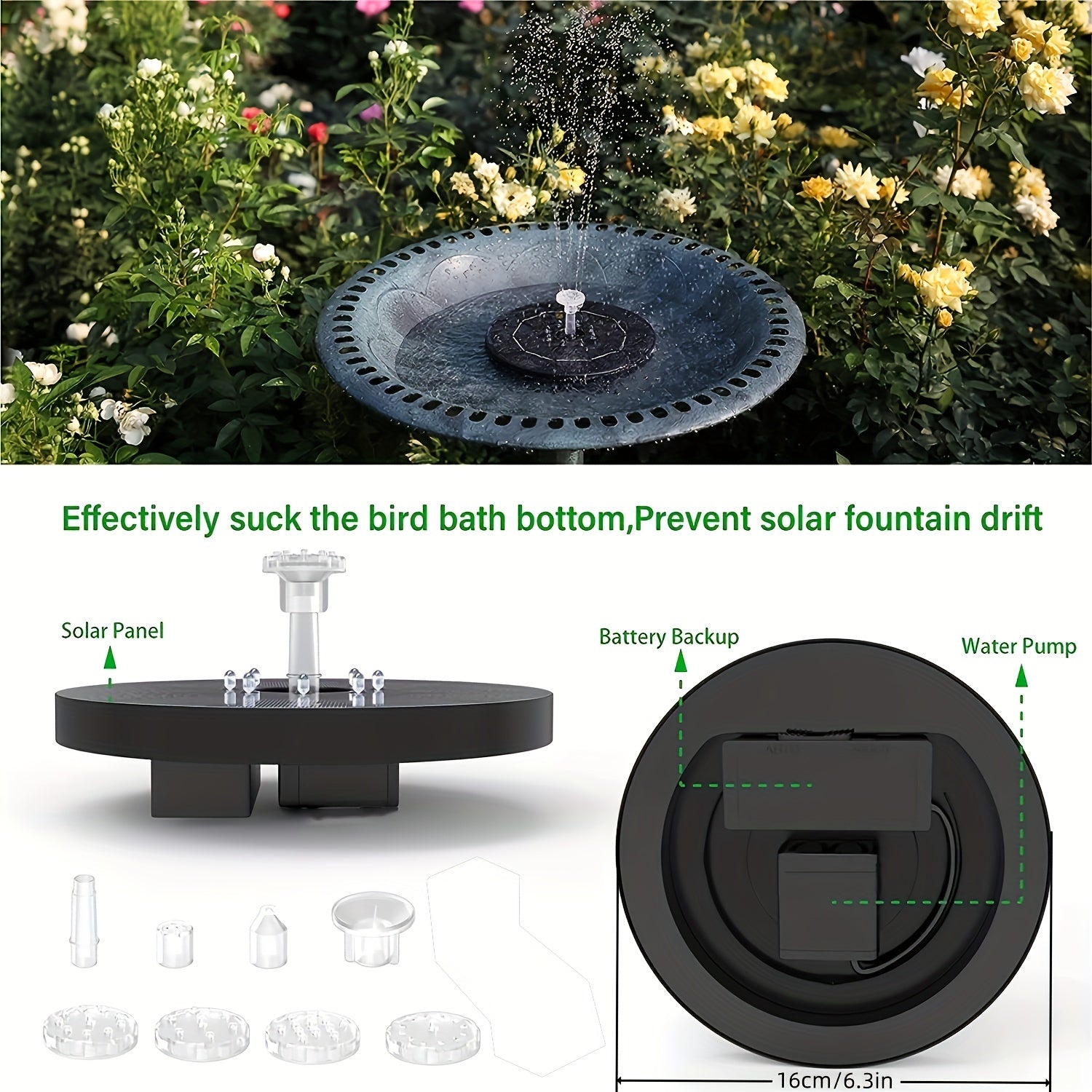 3W LED Solar Bird Bath Fountains CP31 2410