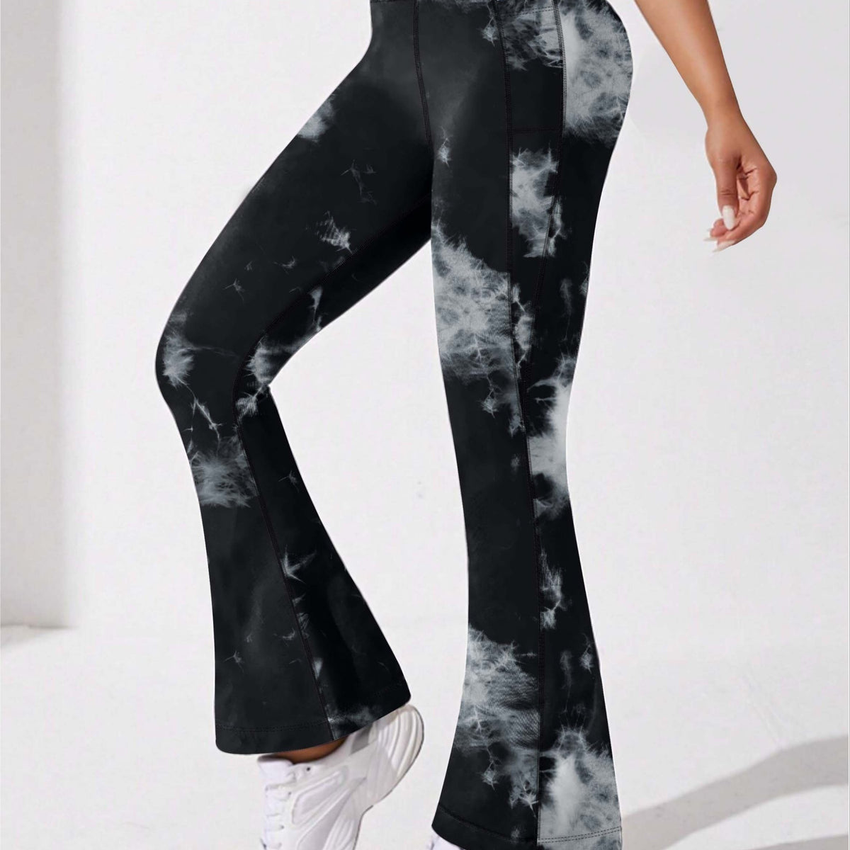 Tie Dye Yoga Pants High Waist Flared Leg with Pocket Outdoor Sports Trousers