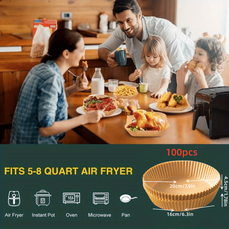 50-100 Disposable Air Fryer Liners 16x20cm Paper Liner Pots Baking Trays Oven