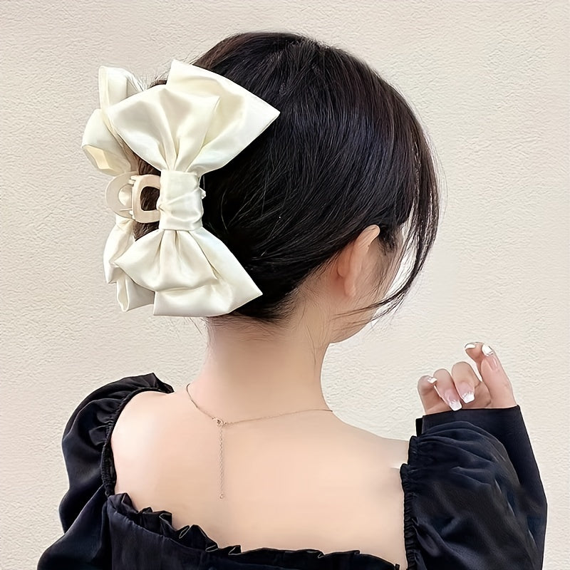 Sweet Beige Bow Hair Claw Clip Minimalist Hair Accessories