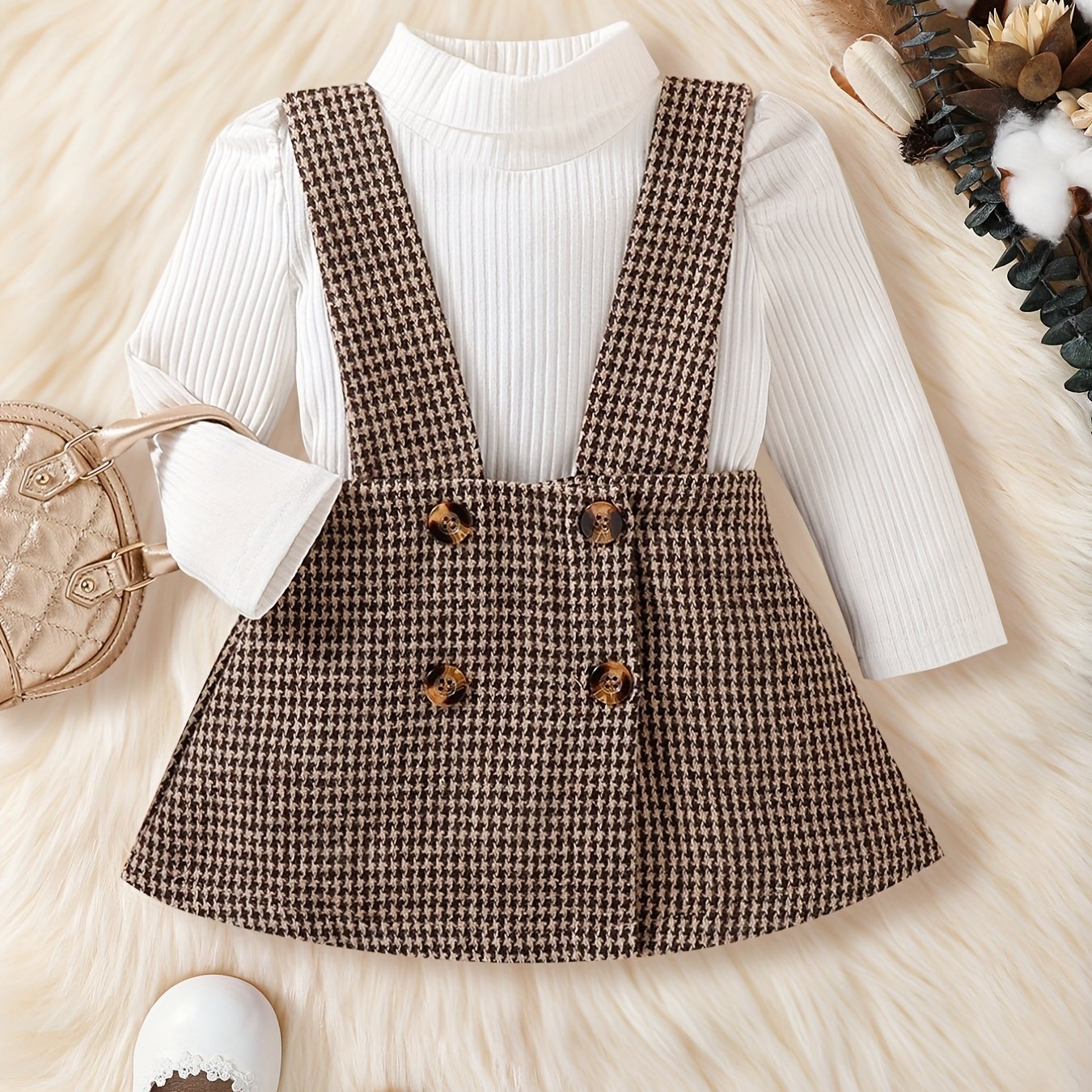 Preppy Style Baby Girls Top and Skirt Set for Autumn