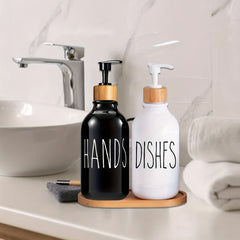 2pcs Refillable Plastic Soap Dispenser Bathroom Kitchen Liquid Storage Container