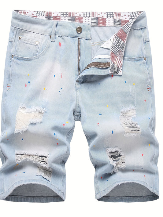 Distressed Denim Shorts Men s Street Style Summer Wear