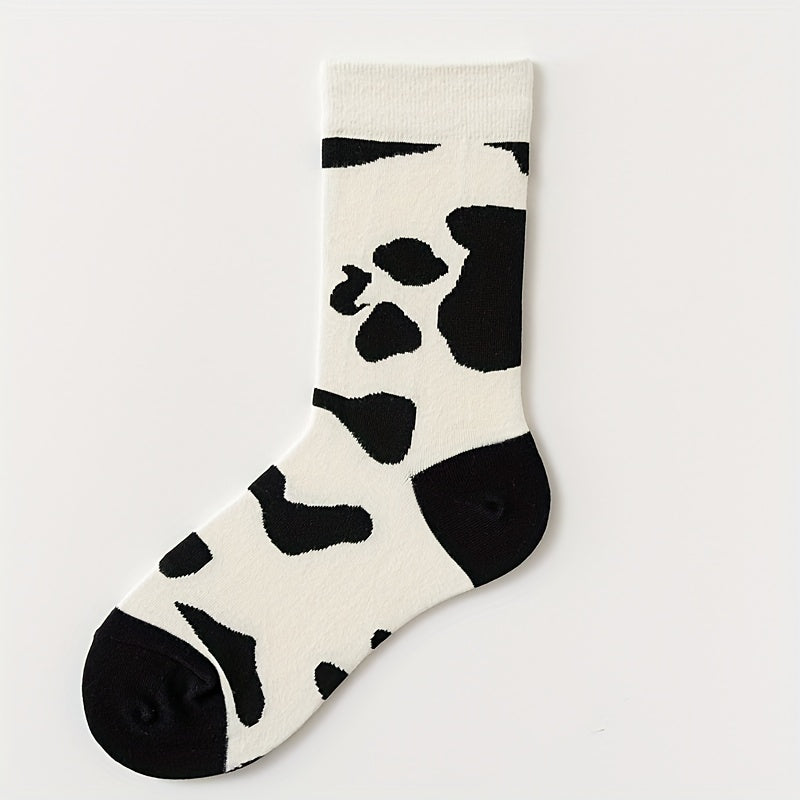 5 Pairs Cartoon Pattern Socks Comfy & Mid Tube Socks Women's Stockings