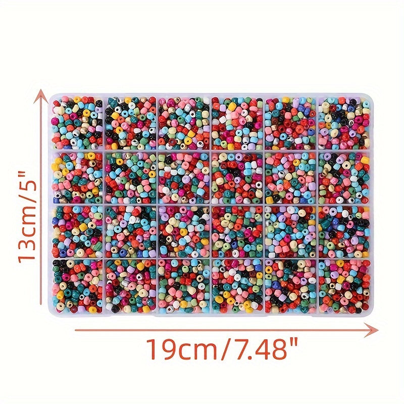 3500pcs 24 Colors 4mm Glass Rice Beads Set Seed Bead DIY Jewelry Making