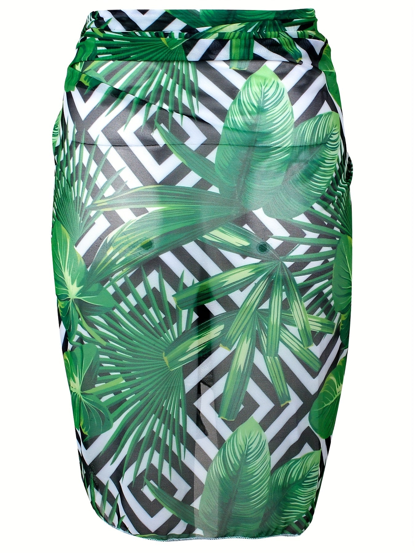  Tropical & Geo Print Beach Cover Up Skirt