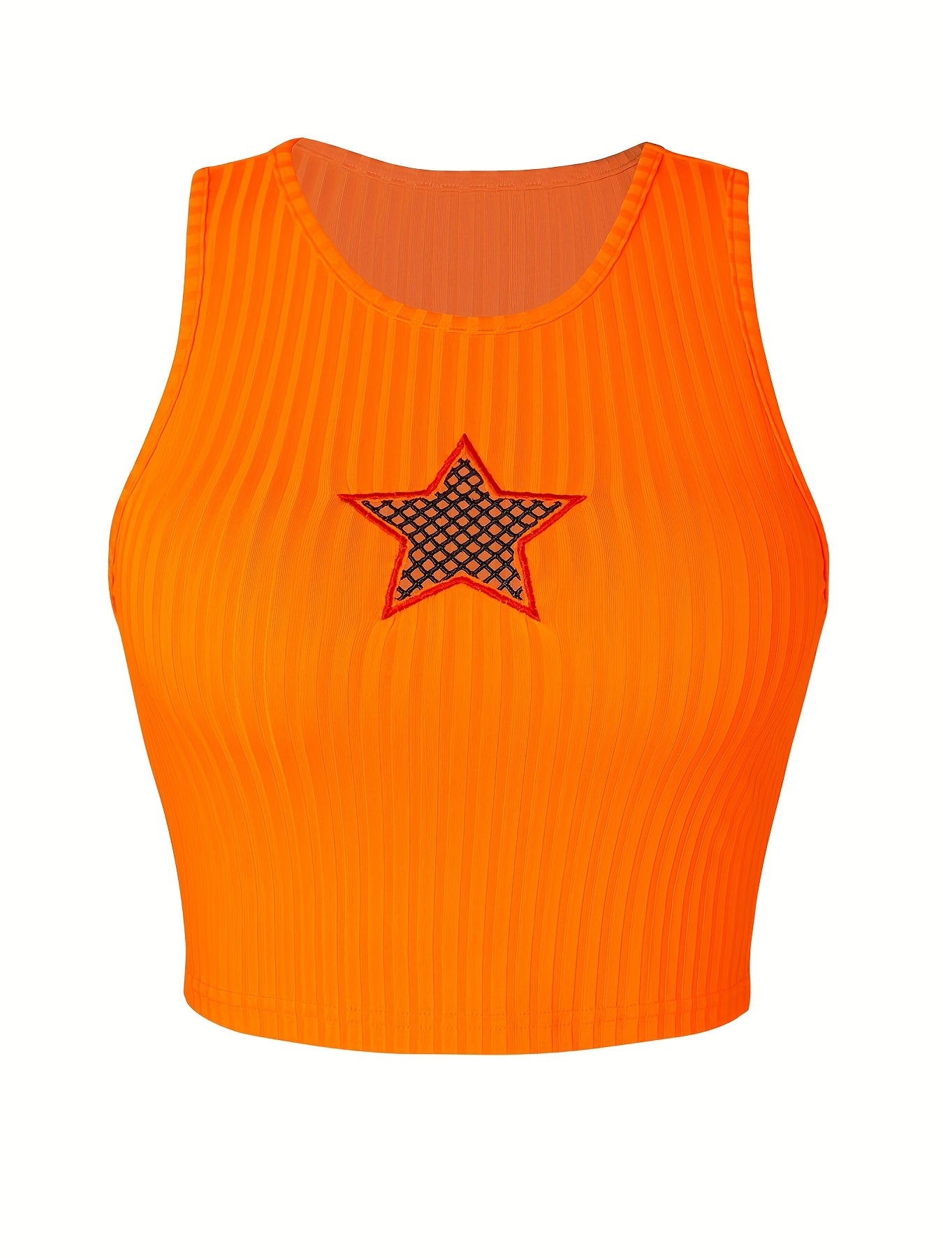 Star Pattern Crop Tank Top Sleeveless Casual Summer Women's Clothing