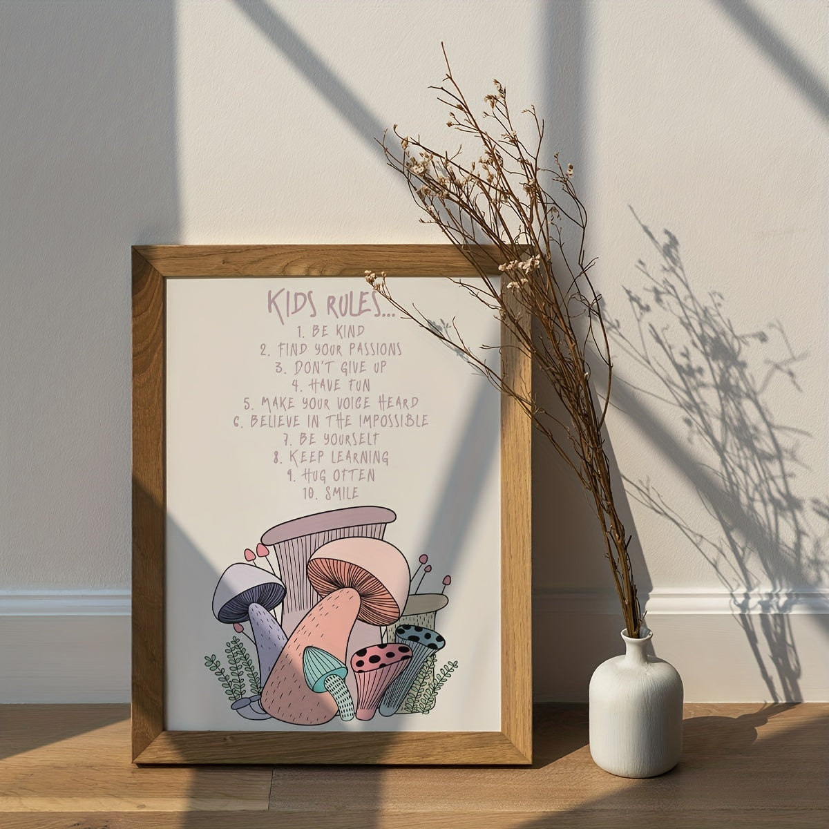 Love & Motivation Kids Rules Poster - Cartoon Style Room Decor A5