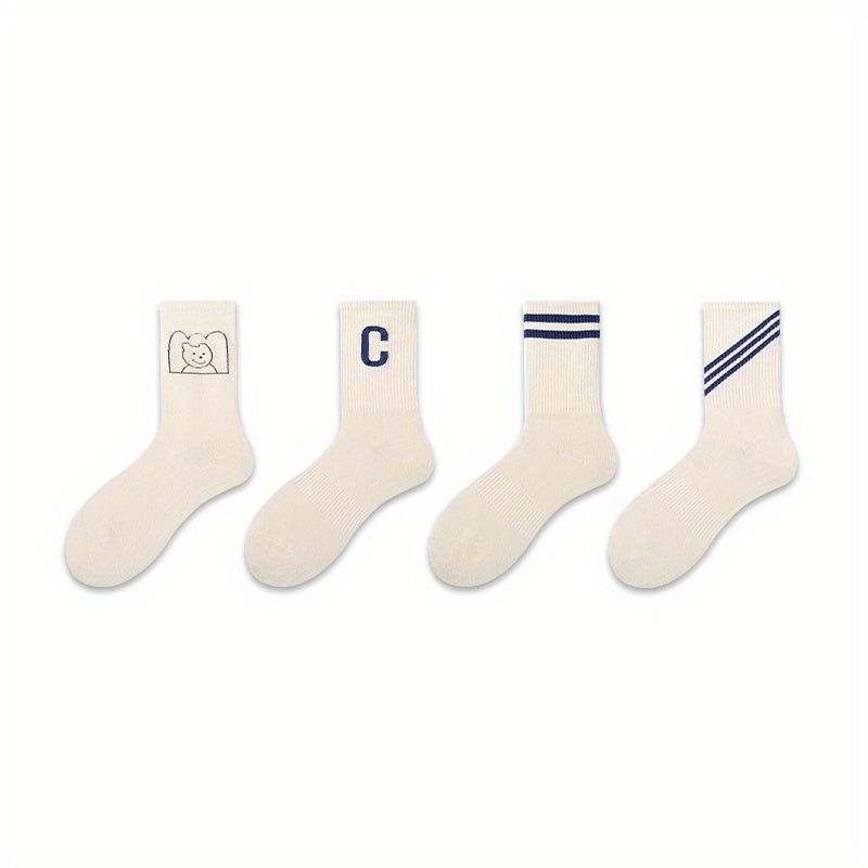 Women's Striped Sports Short Socks Breathable & Comfy Stockings