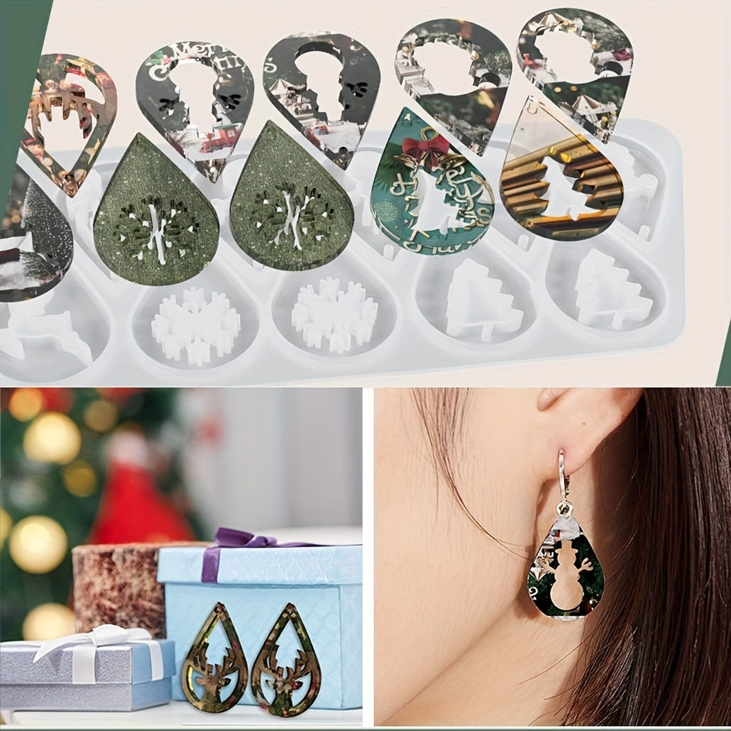 2 Pack Christmas Silicone Molds for Resin Earrings DIY Casting