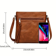 Vintage PU Crossbody Bag Retro Shoulder Phone Bag Women's Casual Grunge Handbag