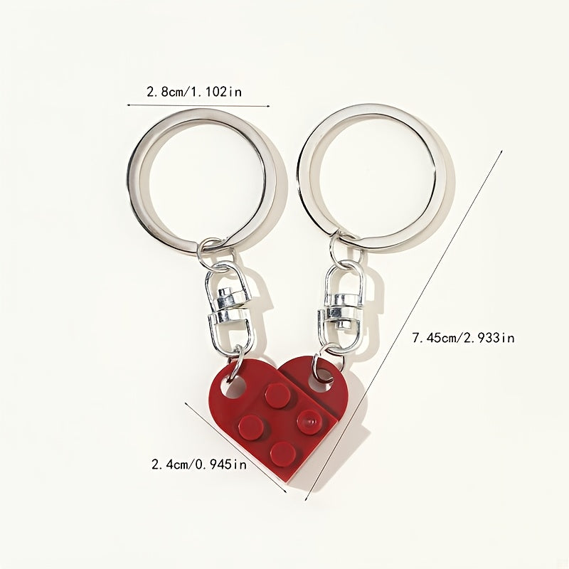 Couple Heart Keychain Set - Boyfriend Girlfriend Matching Gift