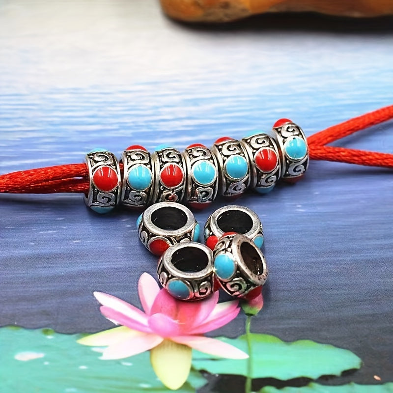 5pcs Metal Alloy Drip Oil Flat Beads Transfer Beads Large Hole Partition Beads