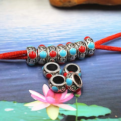 5pcs Metal Alloy Drip Oil Flat Beads Transfer Beads Large Hole Partition Beads