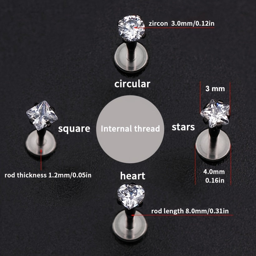 Fashionable Zircon Punk Stainless Steel Piercing Set