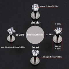 Fashionable Zircon Punk Stainless Steel Piercing Set