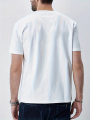 Cotton Star Print Men's Crew Neck T-shirt for Summer