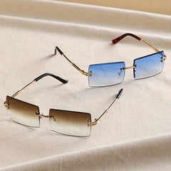 Gradient Rimless Sunglasses Metal Temple UV400