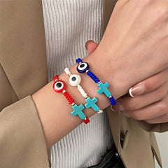 Devil's Eye Turquoise Cross Bracelet Mexican Beach Jewelry