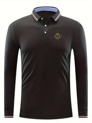 Crown & Emblem Pattern Men's Casual Long Sleeve Shirt