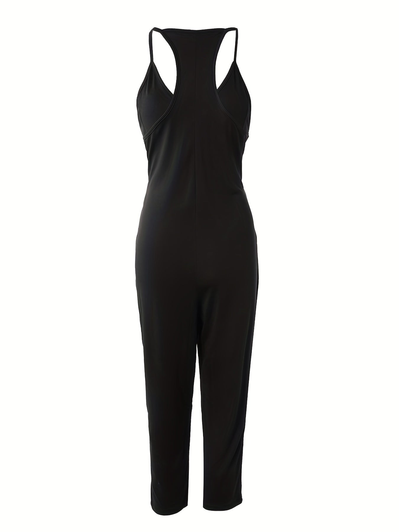 Spaghetti Solid Jumpsuit Casual Sleeveless Versatile Jumpsuit
