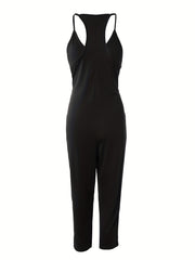 Spaghetti Solid Jumpsuit Casual Sleeveless Versatile Jumpsuit