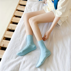 6 Pairs Mid Tube Solid Socks for Women