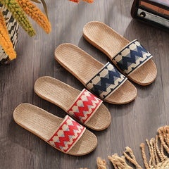 Women's Linen Fabric Slippers Indoor Lightweight Non Slip Slippers