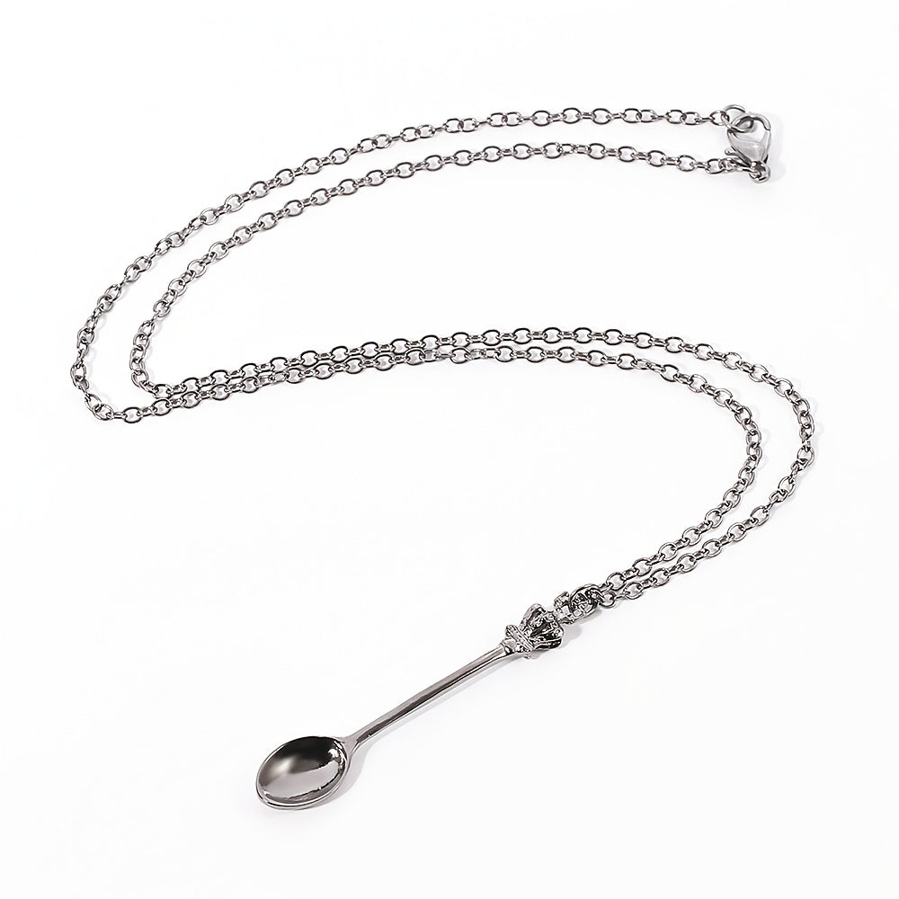 Minimalist Crown Mini Teaspoon Pendant Classic Necklace Vintage Crown Spoon