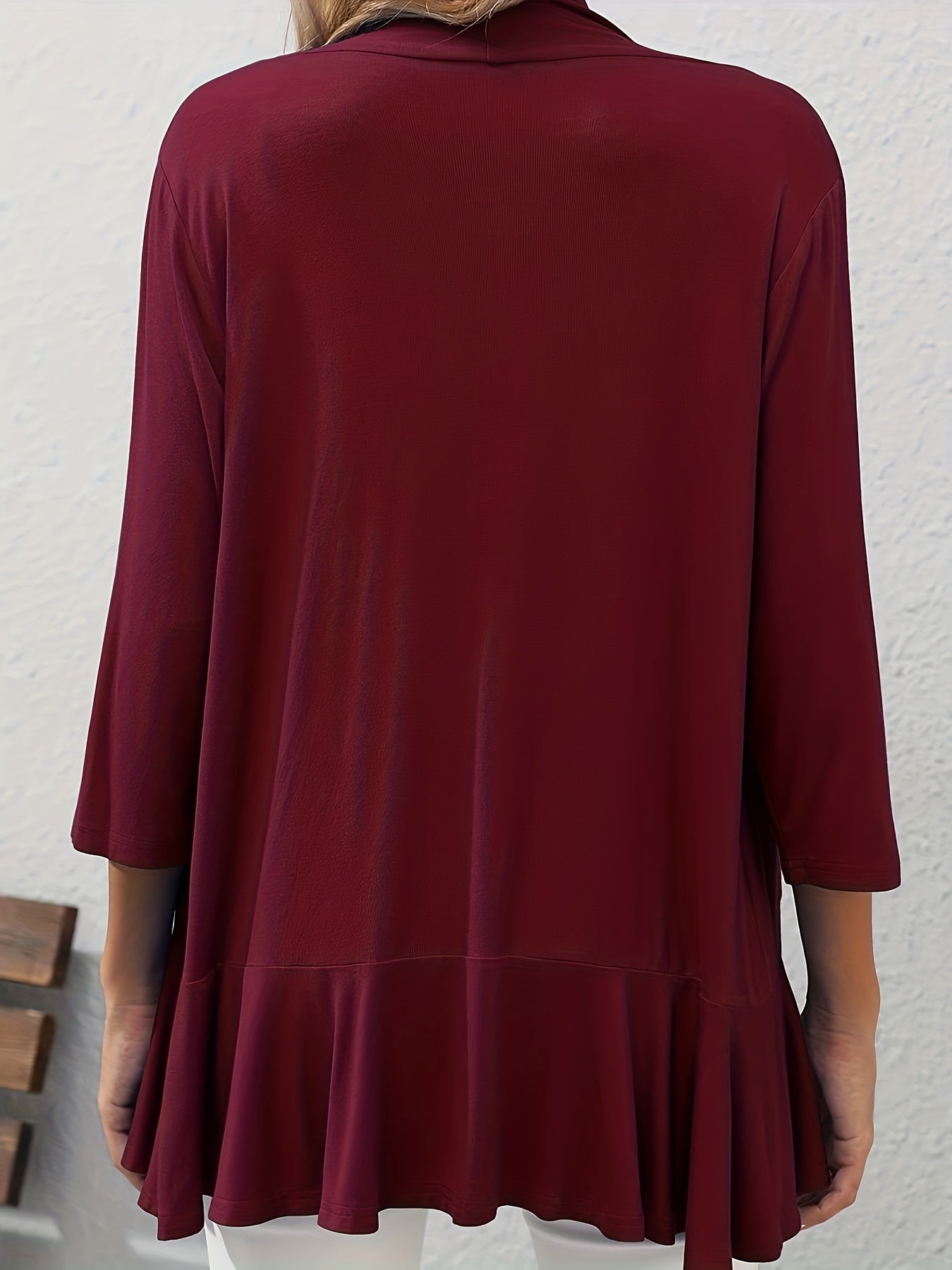  Solid Open Front Half Sleeve Cardigan