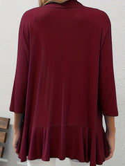  Solid Open Front Half Sleeve Cardigan