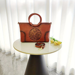 Vintage Flower Embossed Lightweight Satchel Bag