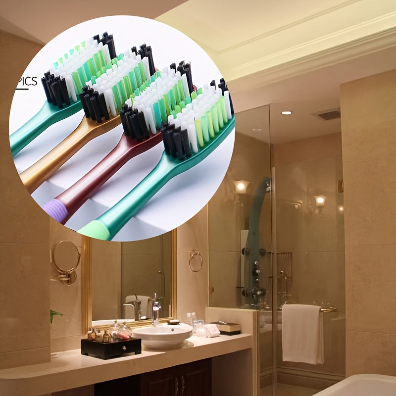 6pcs Medium Hard Hair Toothbrush 6 Independent Packs Adult Family Pack
