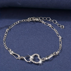 Double Heart Necklace Earrings Bracelet Set Romantic