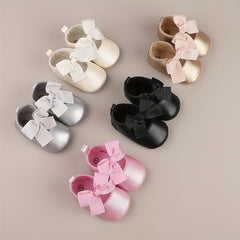 Bowknot Walking Shoes For Baby Girls Lightweight Non slip Shoes
