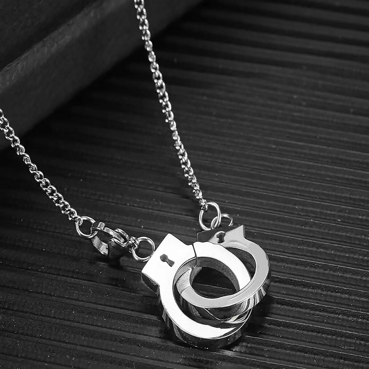 Funky Stainless Steel Handcuff Charm Necklace Men